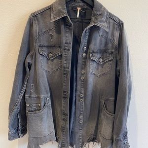 Free People distressed denim jacket